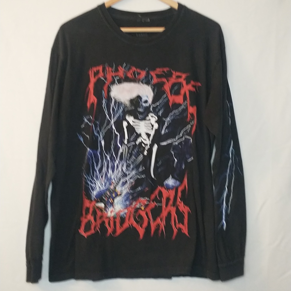 Phoebe Bridgers Black Graphic Skeleton Lightning Long Sleeve Tee Large
